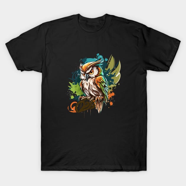 Graffiti Paint Owl Bird Creative T-Shirt by Cubebox